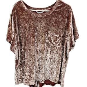 Blush Pink Crushed Velvet Shirt ShortSleeve Open Swing Back 2X Sexy Boho Hippie